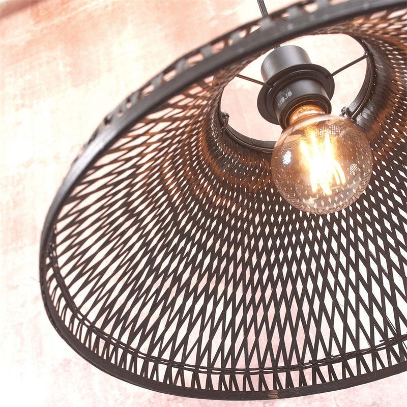 Dimensions Lampadaire Tahiti Bambou Tressé Noir 150 cm