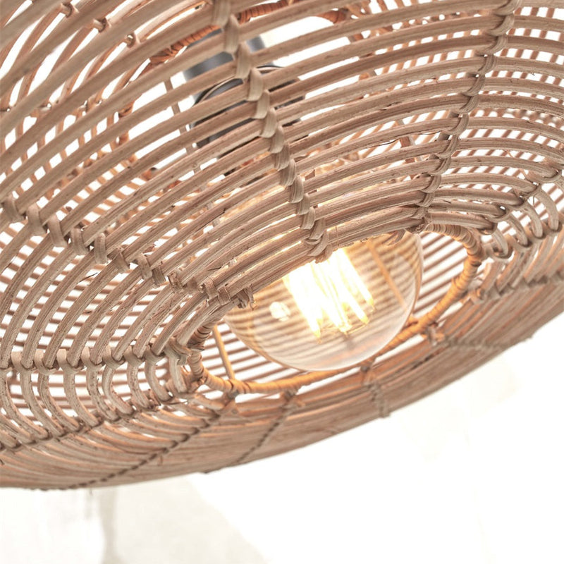 Dimensions Lampadaire Tanami Disque Bambou Naturel et Structure Blanche 150 cm