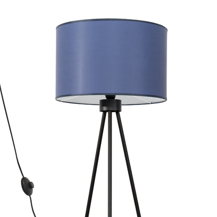 lampadaire trépied abat-jour tambour bleu marine 135 cm, vue produit