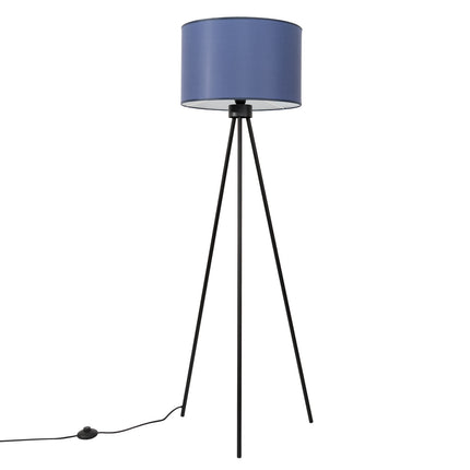 lampadaire trépied abat-jour tambour bleu marine 135 cm, packshot sur fond blanc