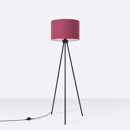 lampadaire trépied abat-jour tambour bordeaux 135 cm, vue en situation