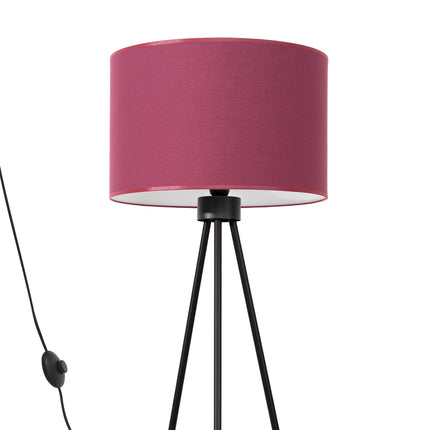 lampadaire trépied abat-jour tambour bordeaux 135 cm, vue produit