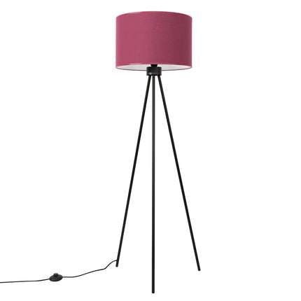 lampadaire trépied abat-jour tambour bordeaux 135 cm, packshot sur fond blanc