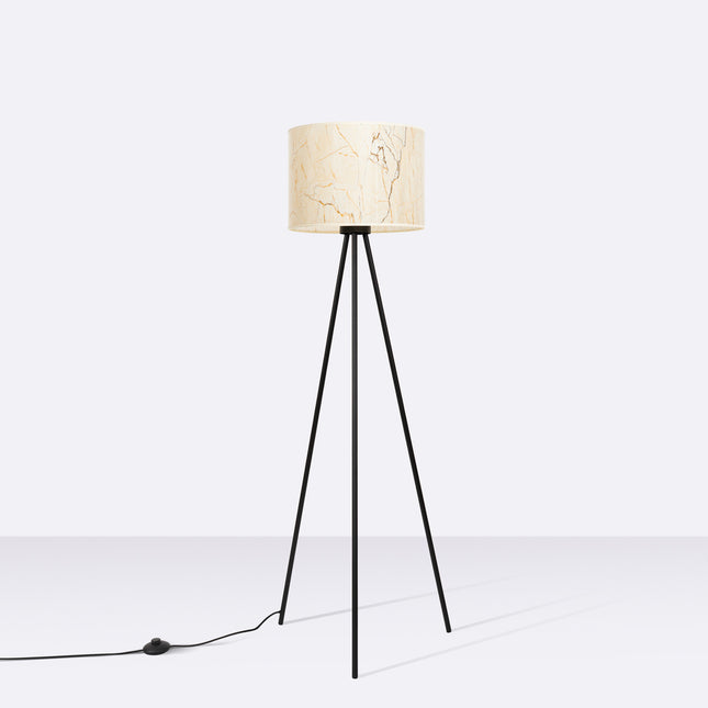 lampadaire trépied abat-jour tambour effet marbre 135 cm, vue en situation
