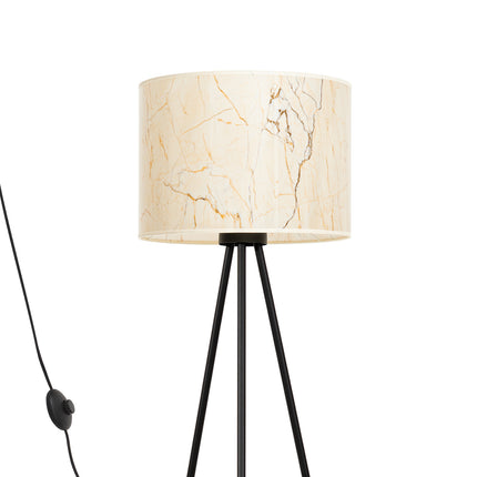 lampadaire trépied abat-jour tambour effet marbre 135 cm, vue produit