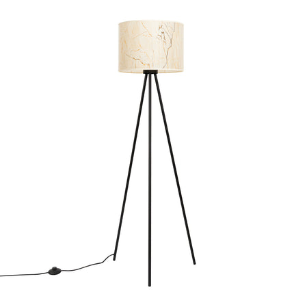 lampadaire trépied abat-jour tambour effet marbre 135 cm, packshot sur fond blanc