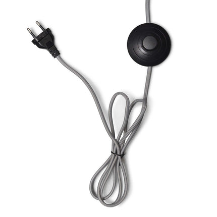 Câble textile gris du lampadaire Zanzibar avec interrupteur rond sur câble et prise européenne