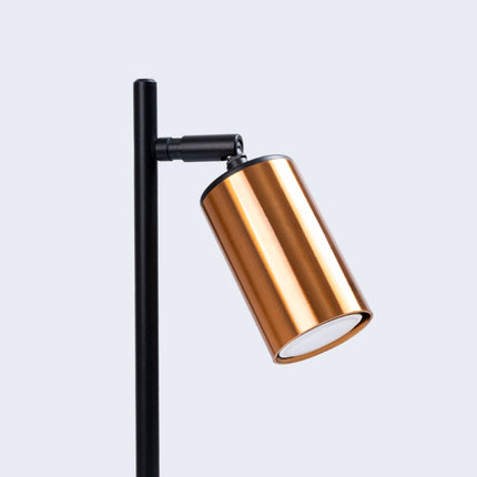 Lampe à Poser Acier Luxe Noir/Cuivre, vue de profil