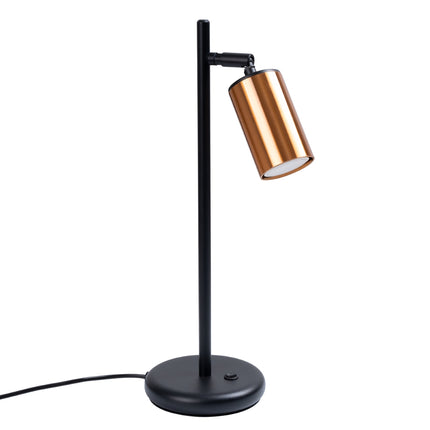 Lampe à Poser Acier Luxe Noir/Cuivre, spot orientable, éteinte