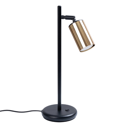 Lampe à Poser Acier Luxe Noir/Doré, spot orientable, éteinte