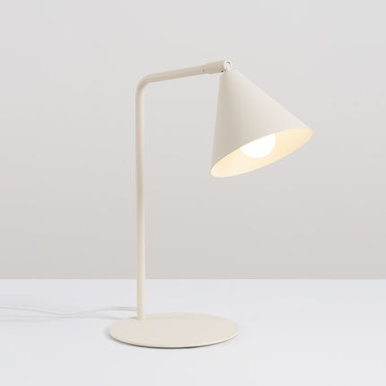Lampe à Poser Bergen Cône en Acier Beige, lumière allumée