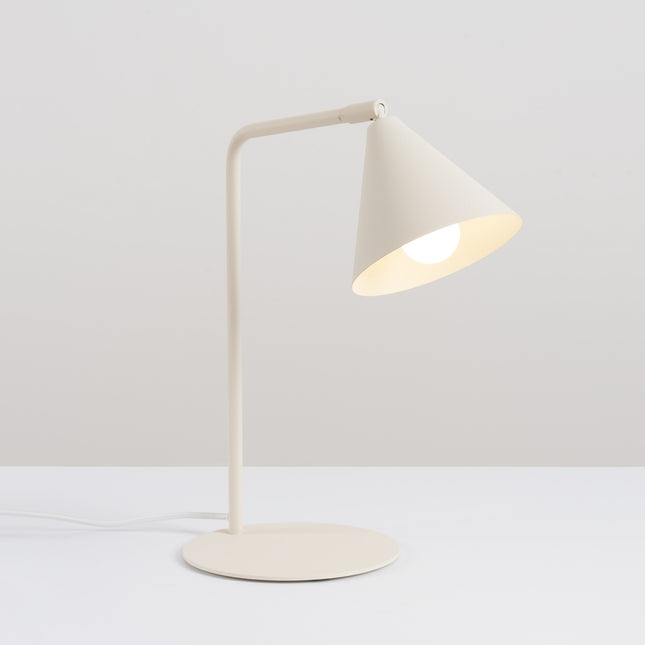 Lampe à Poser Bergen Cône en Acier Beige, lumière allumée