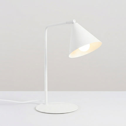 Lampe à Poser Bergen Cône en Acier Blanche, lumière allumée