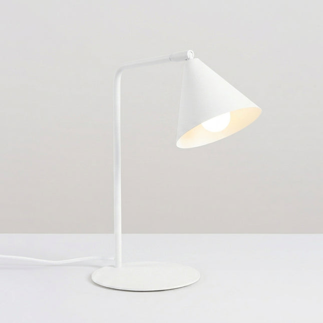 Lampe à Poser Bergen Cône en Acier Blanche, lumière allumée
