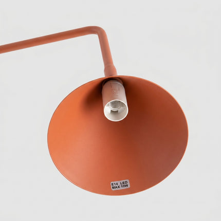 Lampe à Poser Bergen Cône en Acier Rouge Ocre, détail de la finition
