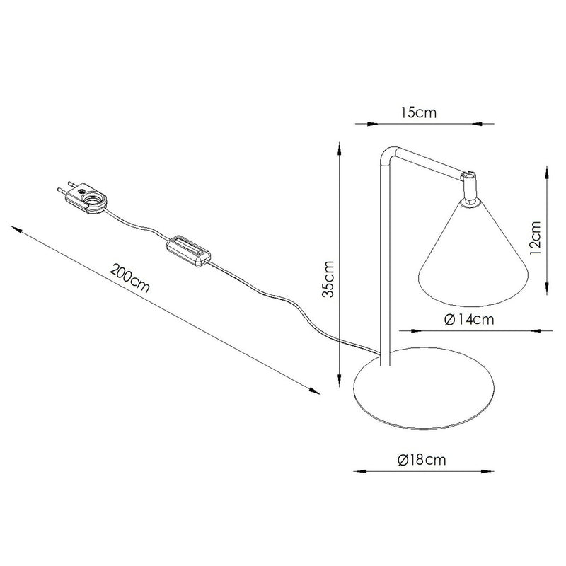 Dimensions Lampe à Poser Bergen Cône en Acier Taupe