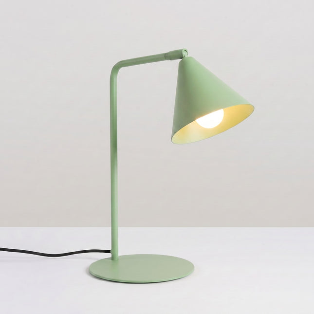 Lampe à Poser Bergen Cône en Acier Vert Sauge, lumière allumée