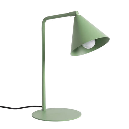 Lampe à Poser Bergen Cône en Acier Vert Sauge, packshot sur fond blanc