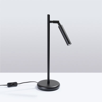 lampe à poser halo tube orientable noir en acier, vue en situation