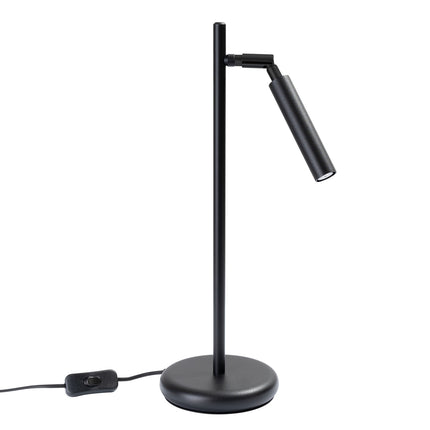 lampe à poser halo tube orientable noir en acier, packshot sur fond blanc