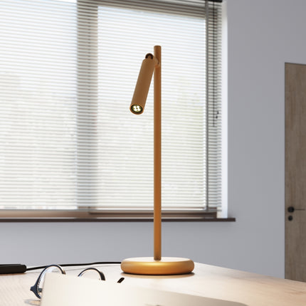 lampe à poser halo tube orientable or en acier, intérieur contemporain