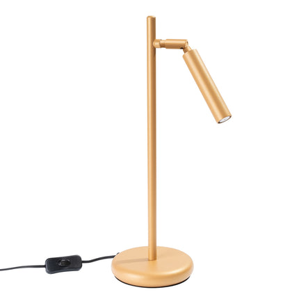 lampe à poser halo tube orientable or en acier, packshot sur fond blanc