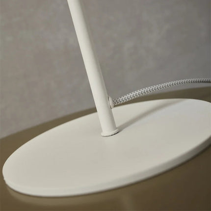 Close-up of the conical white lacquered iron lampshade of the Lisbon lamp
