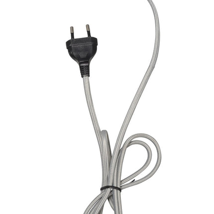 Câble textile gris de 180 cm avec fiche secteur de la lampe à poser Montreux