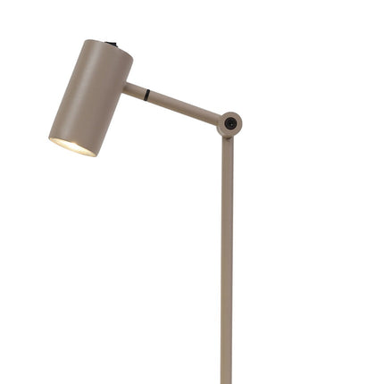 Lampe à poser Montreux en fer finition sable, tête cylindrique orientable sur bras articulé