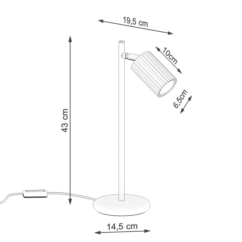 Dimensions Lampe à Poser Oslo en Aluminium Cannelé Bleu Outremer