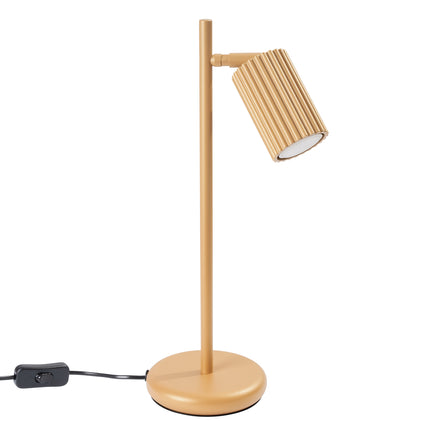 Gros plan sur la tête nervurée orientable de la lampe Oslo or en aluminium