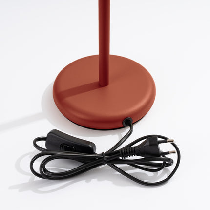 Base ronde et cordon avec interrupteur de la lampe à poser Oslo rouge ocre