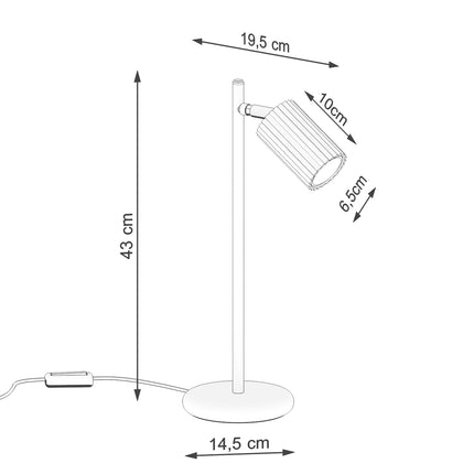 Schéma des dimensions de la lampe à poser Oslo rouge ocre, hauteur 43 cm