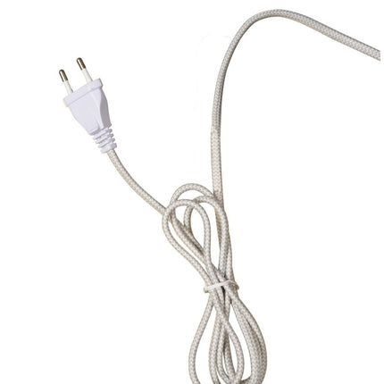 Packshot de la lampe à poser Porto en fer blanc, abat-jour disque et tige fine, sur fond blanc