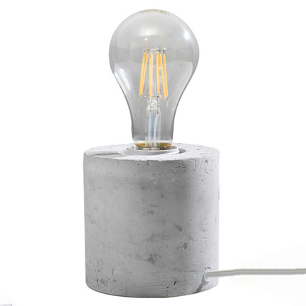 Lampe à Poser Pure Circulaire en béton, packshot avec ampoule à filament