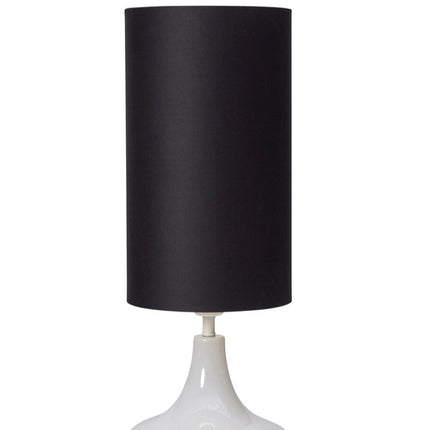 Lampe à poser Reykjavik verre soufflé blanc et abat-jour coton noir 45 cm, packshot