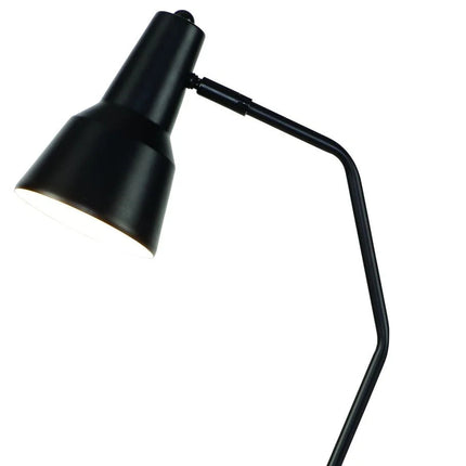 Packshot de la lampe à poser Valencia en fer noir, bras articulé et globe conique orientable