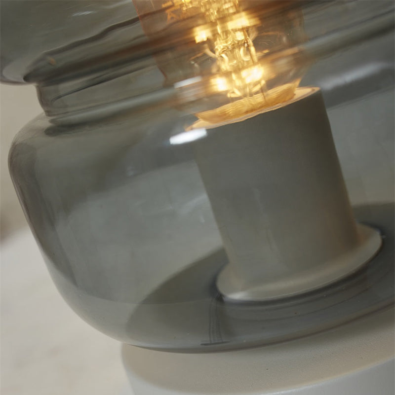 Dimensions Tischleuchte Verona geräuchertes Glas skulptural Grau 23 cm