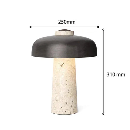 Dimensions de la lampe champignon en travertin à poser