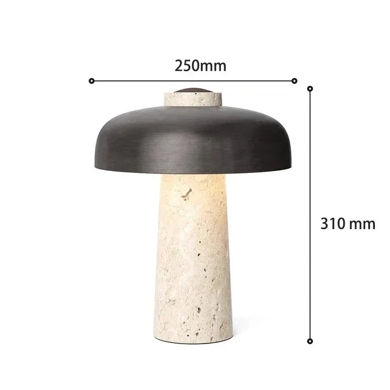 Dimensions Lampe Champignon Travertin à Poser