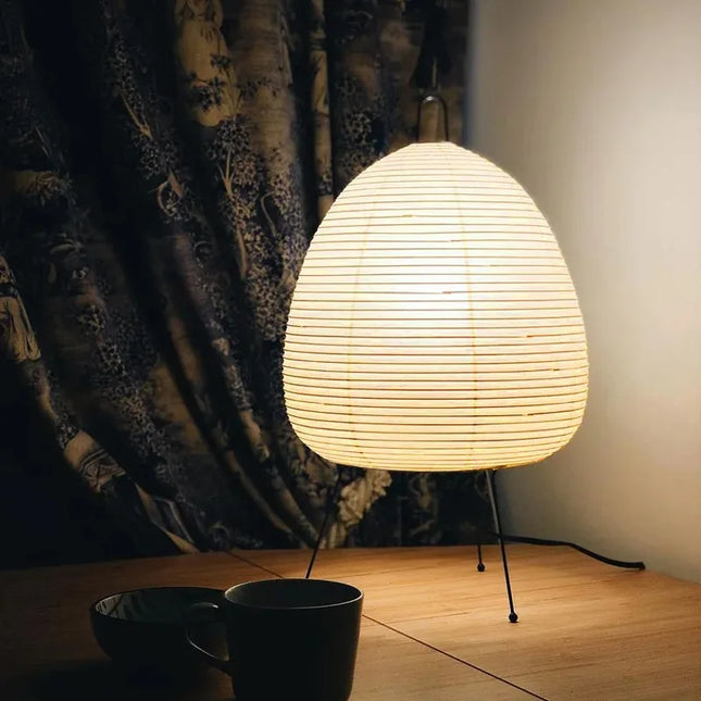 Lampe de chevet japonaise Wabi-Sabi en papier de riz minimaliste