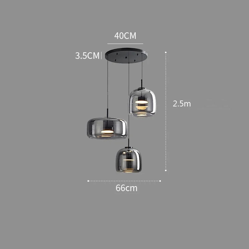 Lampe LED en verre gris fumé de haute qualité, apportant une lumière douce et contemporaine à votre espace intérieur.