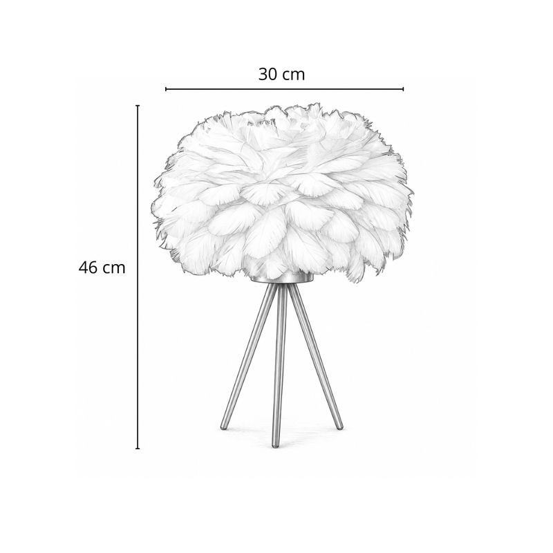 Dimensions Lámpara de mesa de plumas nórdicas