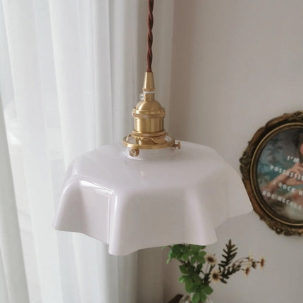 Suspension en verre vintage de style nordique blanc