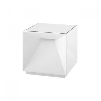 Lampe cube Nutalis en aluminium blanc vue en perspective, design minimaliste