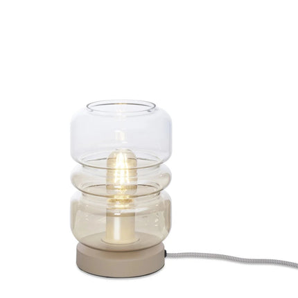 Lampe à poser Verona en verre soufflé dégradé ambre, forme bocal galbé, packshot fond blanc