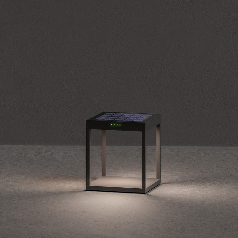 Dimensions Lampe Solaire Klewe Radia Cube LED Aluminium Gris Graphite