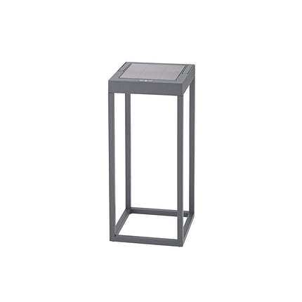 Lampe solaire Numove en aluminium gris graphite avec panneau solaire intégré sur le dessus, vue de face
