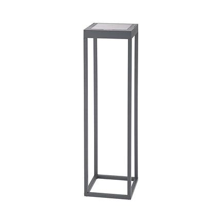 Lampe solaire Numove en aluminium gris graphite, structure ajourée sur pied, packshot fond blanc