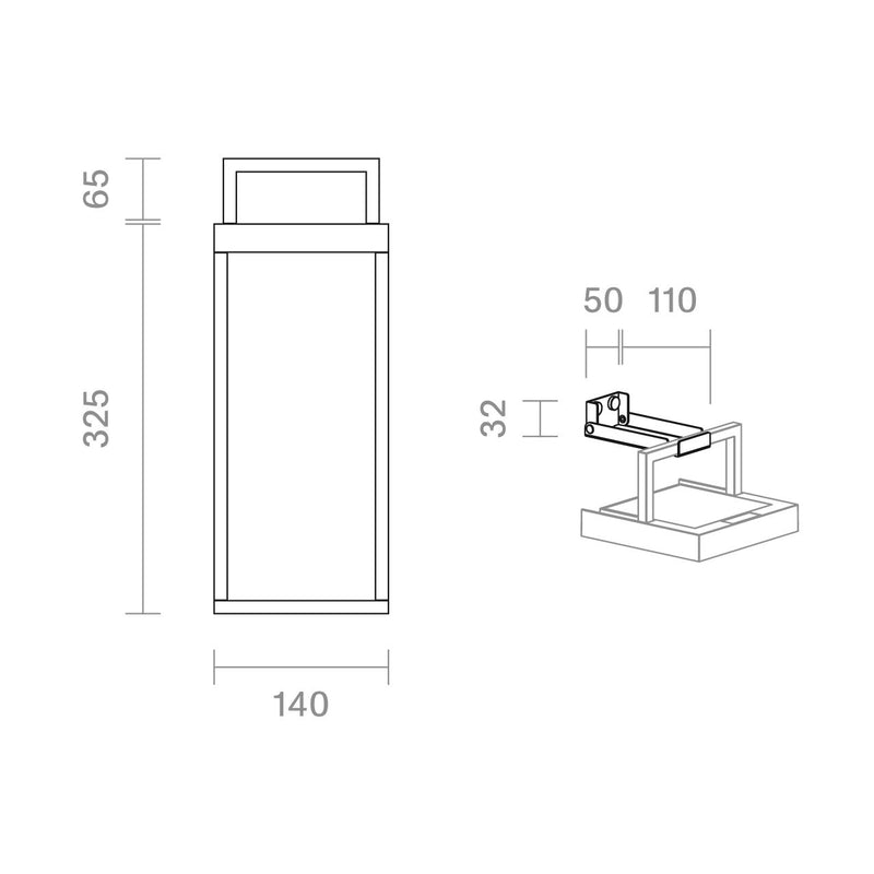 Dimensions Lámpara solar LED Numove 325 mm Gris grafito